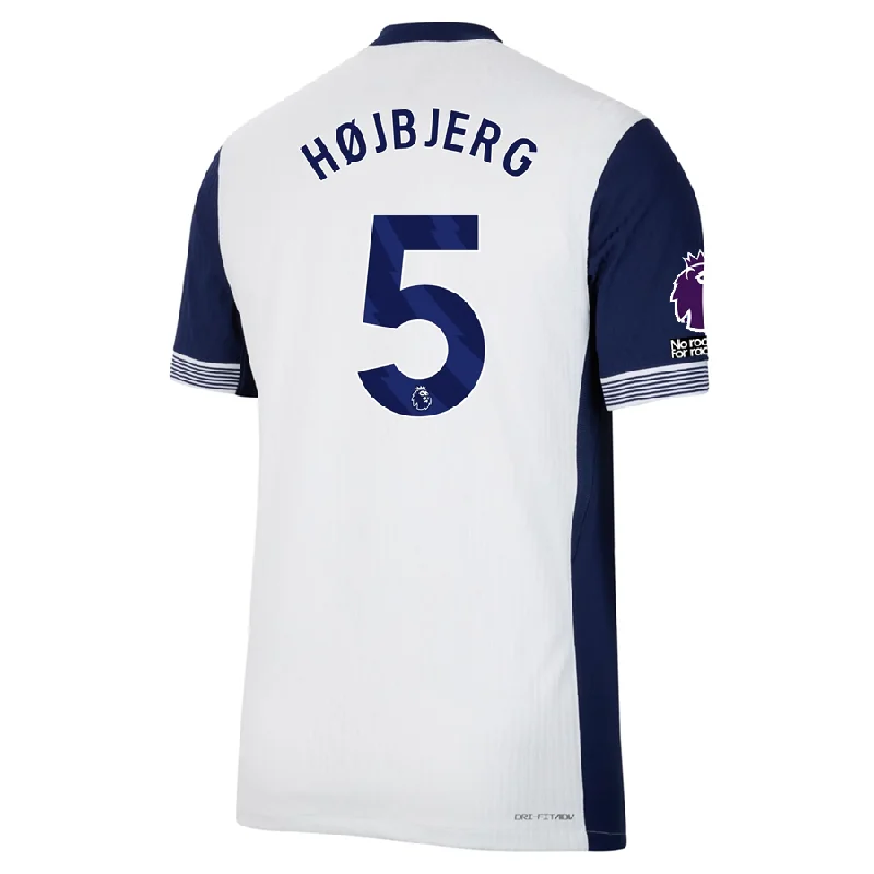 Nike Tottenham Authentic Pierre-Emile Højbjerg Home Jersey w/ EPL + No Room For Racism Patches 24/25 (White/Binary Blue) Sporty Men's Tennis