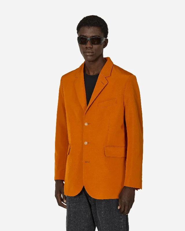 Ginger Faille Single-Breasted Suit Jacket Orange Unique Men's Patch