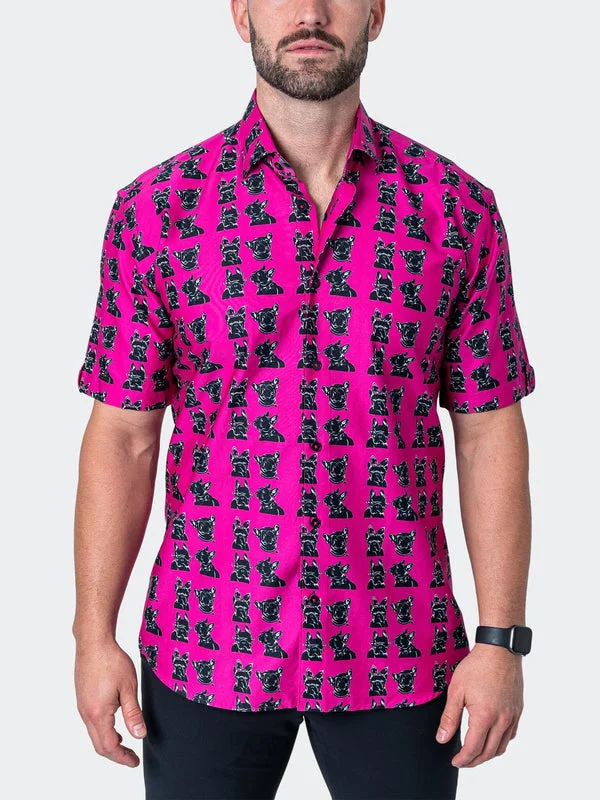 Maceoo Stretch Short-Sleeve Shirt | Galileo PinkDog Pink Sleek Men's Contemporary 