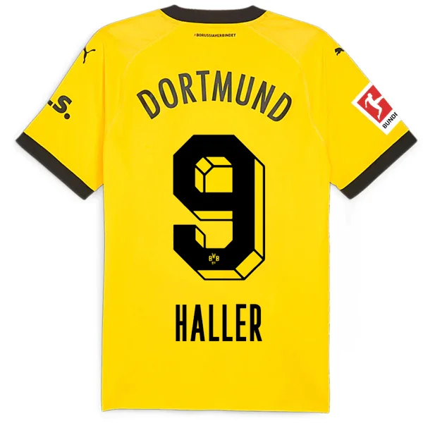 Puma Borussia Dortmund Authentic Sebastian Haller Home Jersey w/ Bundesliga Patch 23/24 (Cyber Yellow/Puma Black) Dapper Men's 1920S