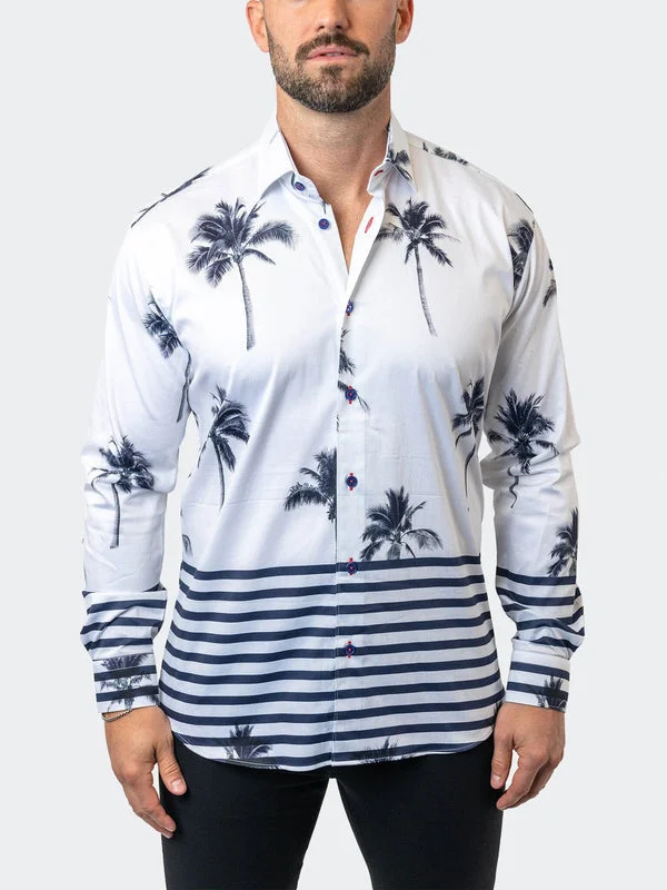 Maceoo Stretch Shirt | Fibonacci NuitPalm White Confident Men's High