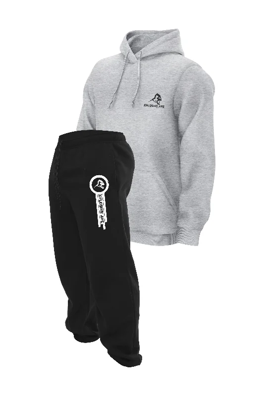 XAPE Panelled Joggers & Essential Hoodie Combo - Black/Sports Grey Vintage Men's 1970S Disco