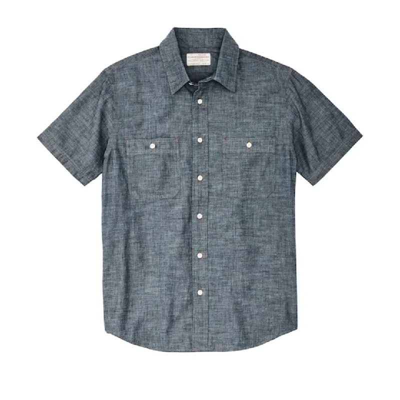 Short Sleeve Chambray Shirt (Indigo Chambray) Streetwear Style