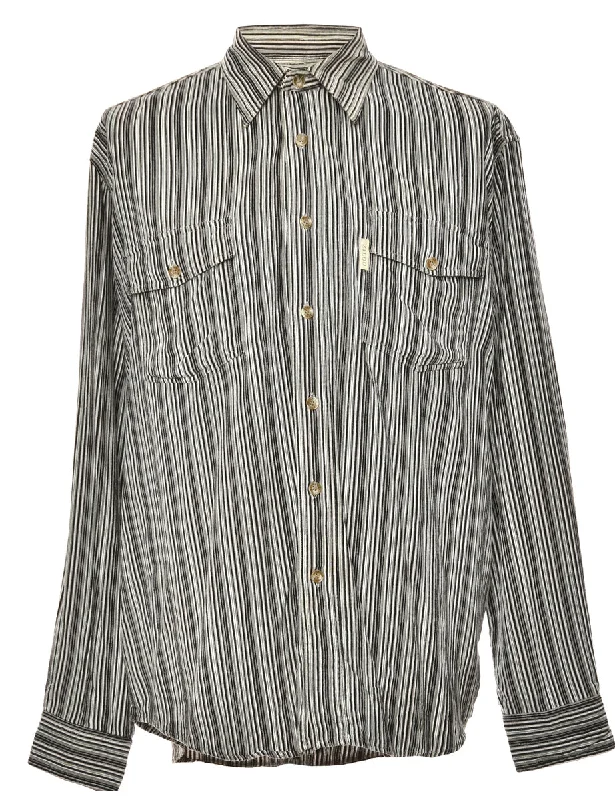 Grey Striped Corduroy Shirt - XL Cool Men's Distressed