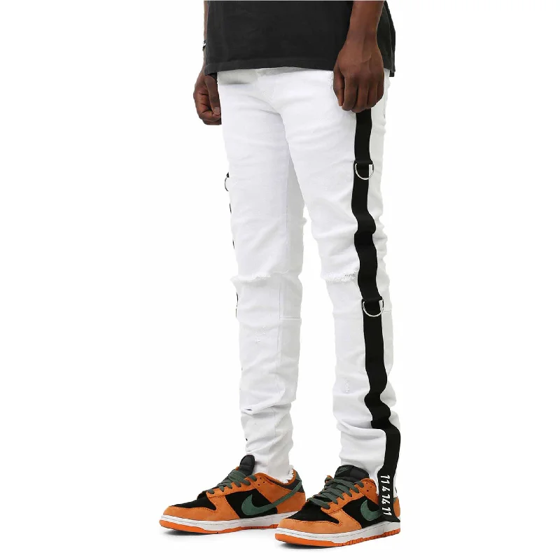 KDNK Side Stripe Denim Jean (White) Dynamic Men's High