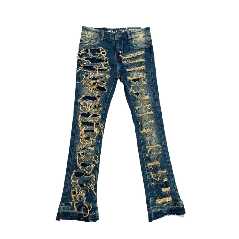 Spark Boy's Ripped Stacked Jean (Taupe) Earthy Men's Hemp