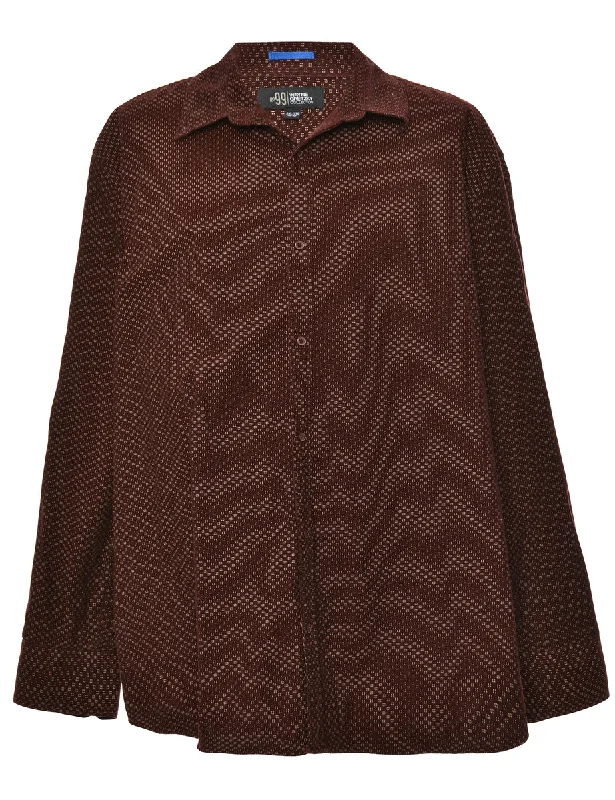 Maroon Patterned Corduroy Shirt - XL Tough Men's Military