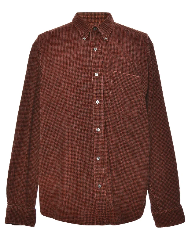 Corduroy Dark Brown Shirt - L Modern Men's Geometric