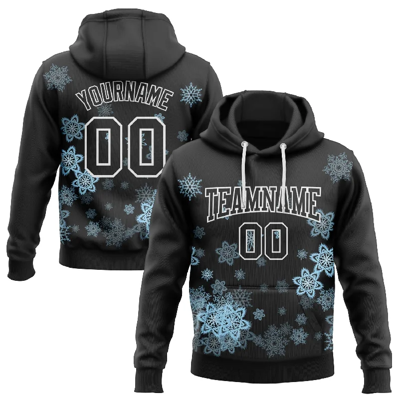 Custom Stitched Black White Christmas Snowflakes 3D Sports Pullover Sweatshirt Hoodie Elegant Men's Formal 