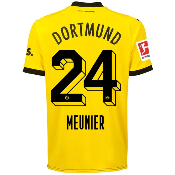 Puma Borussia Dortmund Meunier Home Jersey w/ Bundesliga Patch 23/24 (Cyber Yellow/Puma Black) Monochromatic Office Style