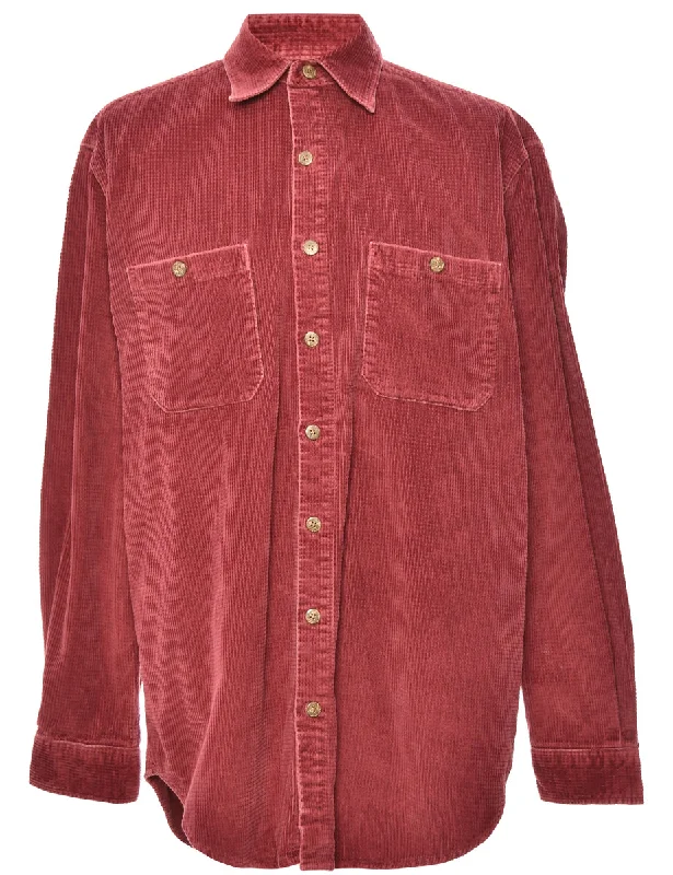 Maroon Corduroy Shirt - L Hip Men's Retro