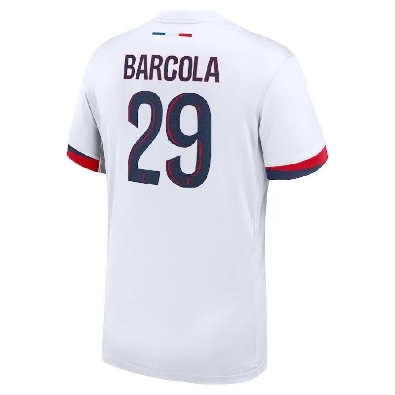 Nike Paris Saint-Germain Bradley Barcola Away Jersey 24/25 (White/Midnight Navy) Hip Men's Retro