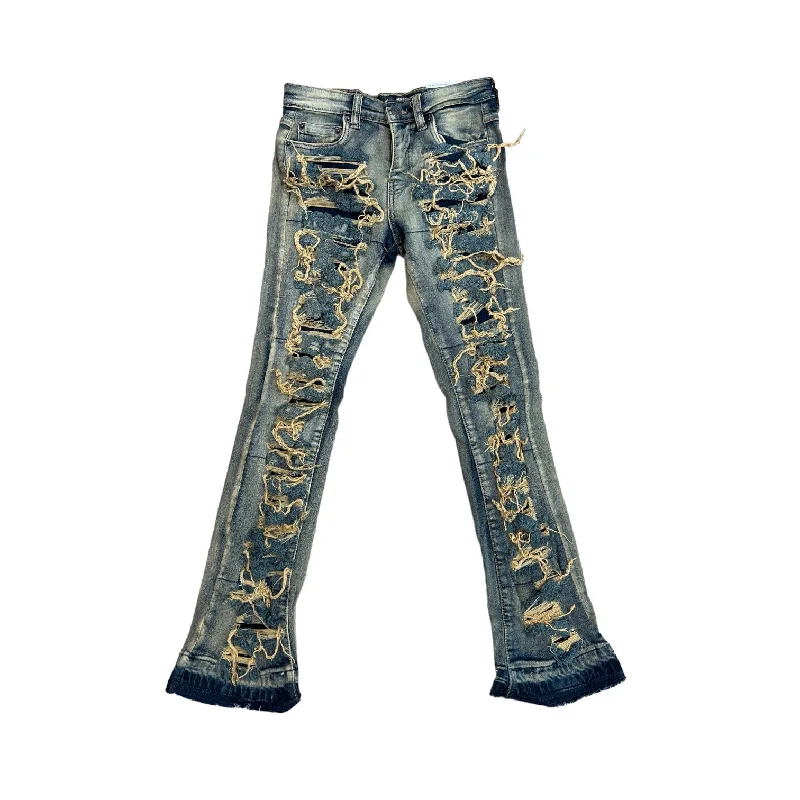 Spark Boy's Ripped Stacked Jean (Dark Indigo) Refined Men's Velvet