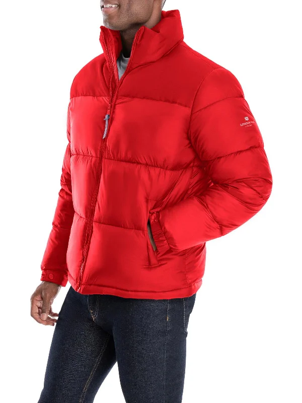 Mens Puffer Colorblock Quilted Coat Elegant Men's Cashmere