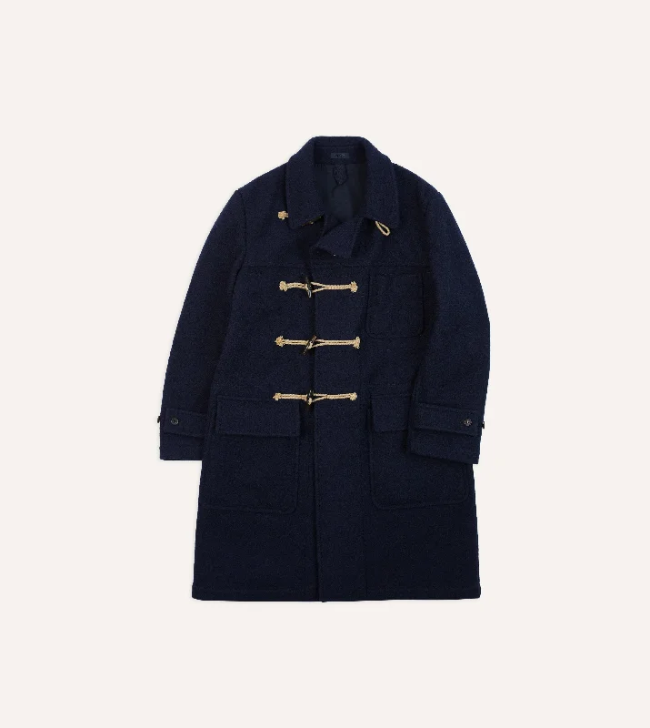 Navy Wool Duffle Coat Rugged Men's Outdoor 