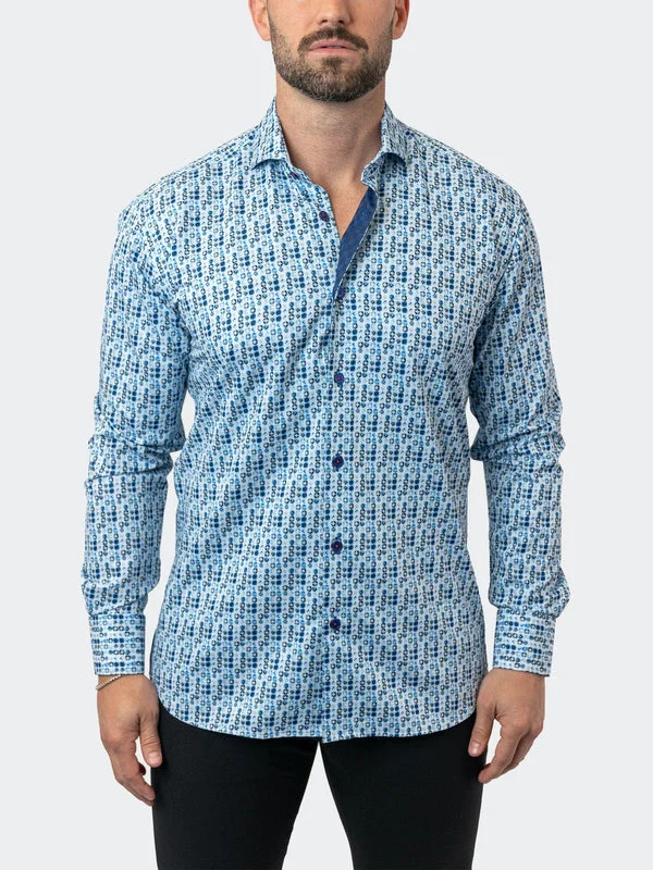 Maceoo Stretch Shirt | Einstein StretchStarTile 29 White Modern Men's Geometric