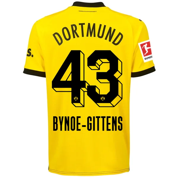 Puma Borussia Dortmund Bynoe-Gittens Home Jersey w/ Bundesliga Patch 23/24 (Cyber Yellow/Puma Black) Masculine Men's Thick