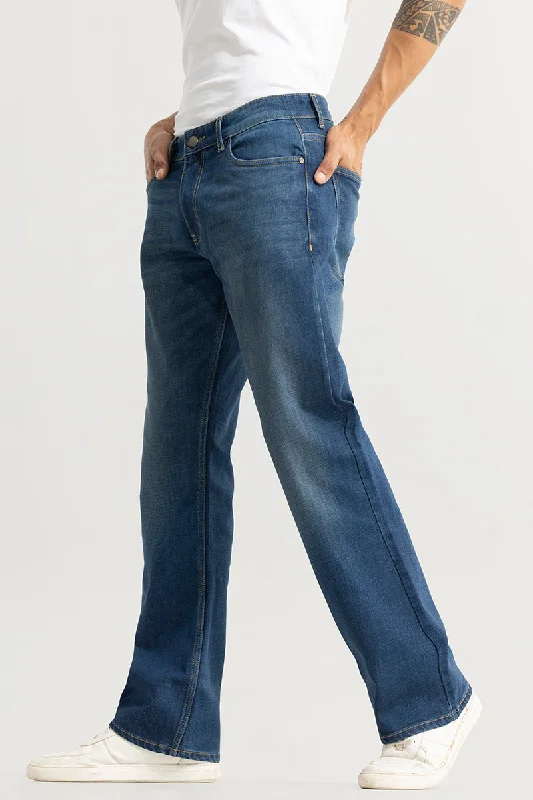 Dimmet Washed Blue Bootcut Jeans Refined Men's Classic 