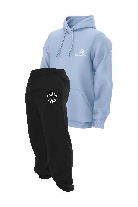 XAPE Global Joggers & Essential Hoodie Combo - Black/Light Blue Practical Men's Multi