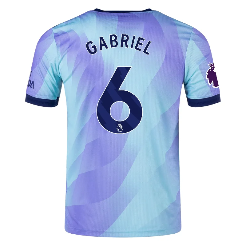 adidas Arsenal Authentic Gabriel Third Jersey w/ EPL Patch 24/25 (Clear Aqua/Light Flash Purple) Youthful Men's Anime