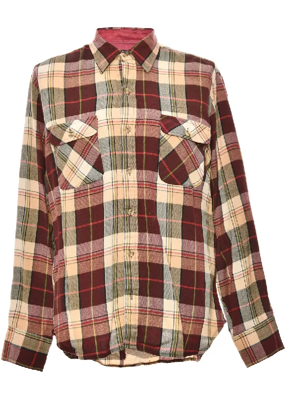 Arrow Maroon Checked Shirt - L Classic Men's Pin