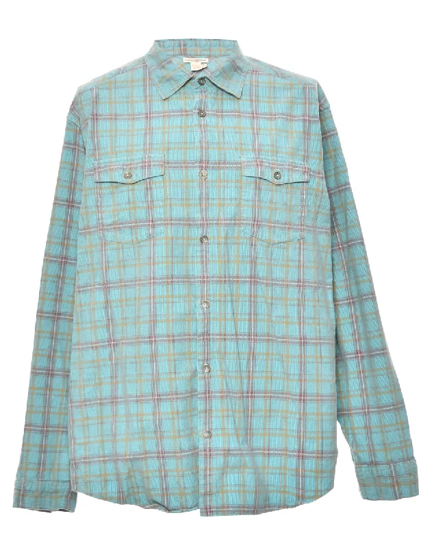 Checked Light Blue Corduroy Shirt - XL Earthy Men's Hemp