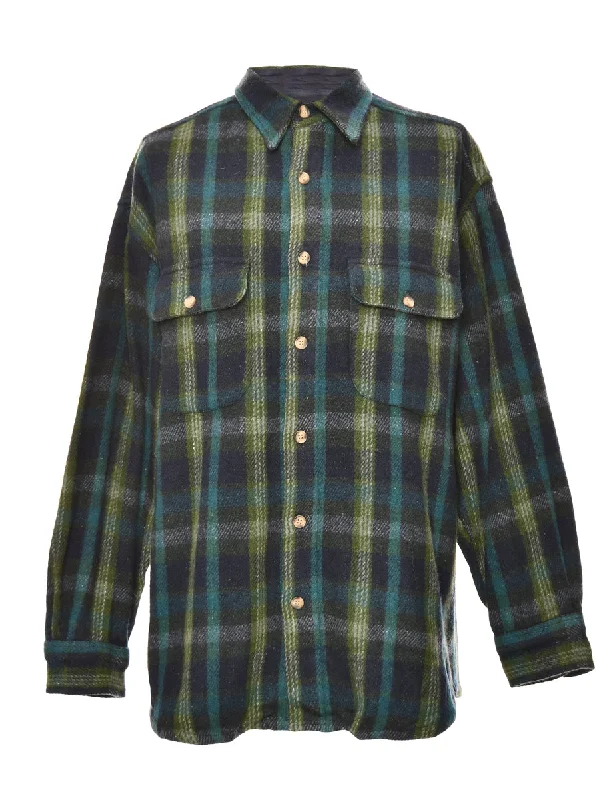 Long Sleeved Green Checked Shirt - XL British Gentleman Style