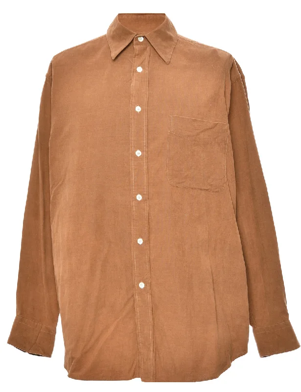 Brown Corduroy Classic Shirt - L Unique Men's Patch