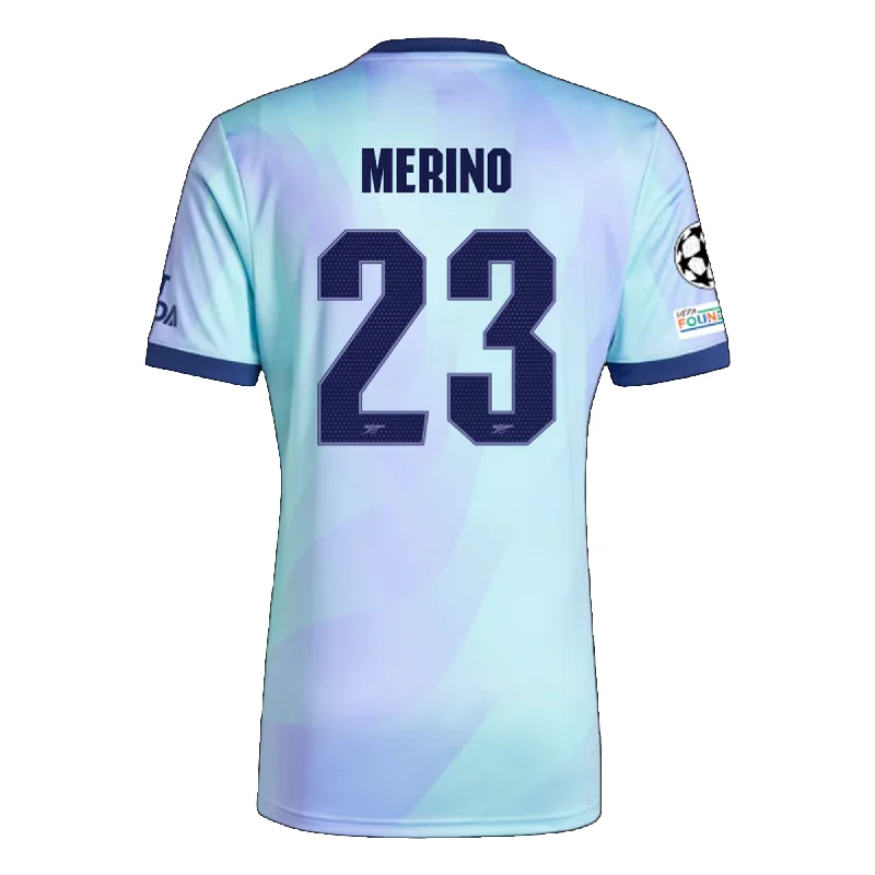 adidas Arsenal Mikel Merino Third Jersey w/ Champions League Patches 24/25 (Clear Aqua/Light Flash Purple) Business