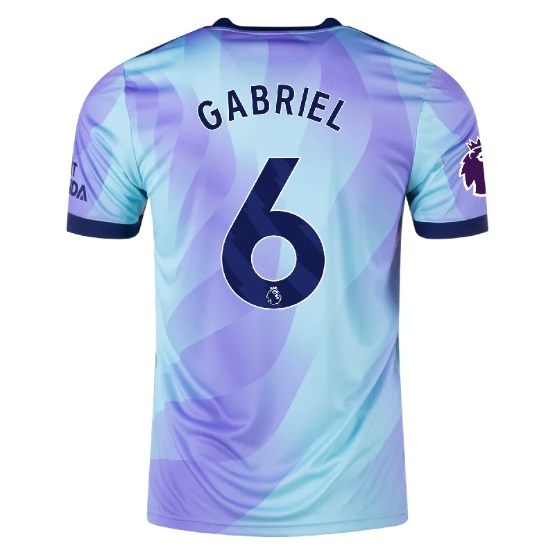 adidas Arsenal Gabriel Third Jersey w/ EPL Patch 24/25 (Clear Aqua/Light Flash Purple) Business