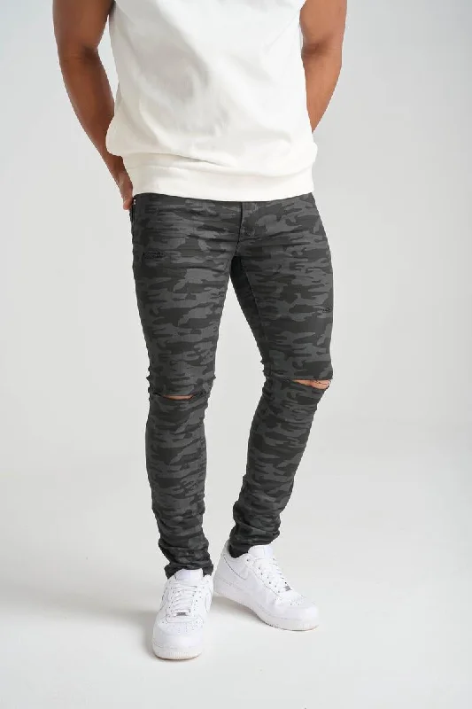 Spark Ripped Twill Pant (Black Camo) Modern Men's Geometric