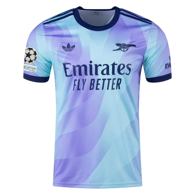 adidas Arsenal Third Jersey w/ Champions League Patches 24/25 (Clear Aqua/Light Flash Purple) Stylish Men's Neon