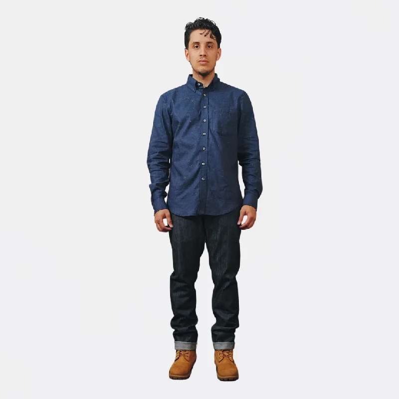 Fleck Shirt (Navy) Sharp Men's Italian