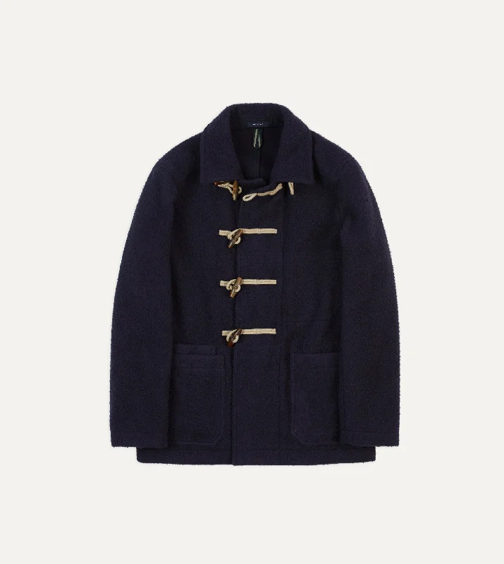 Navy Casentino Wool Short Duffle Coat Classic Men's Pin