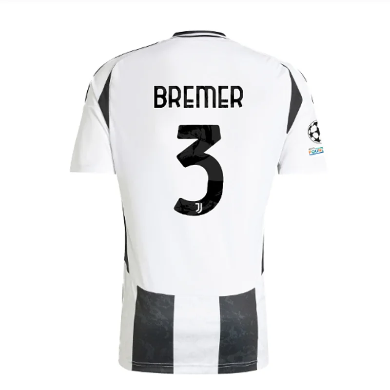 adidas Juventus Authentic Gleison Bremer Home Jersey w/ Champions League + Copa Italia Patches 24/25 (White/Black) Refined Men's Classic 