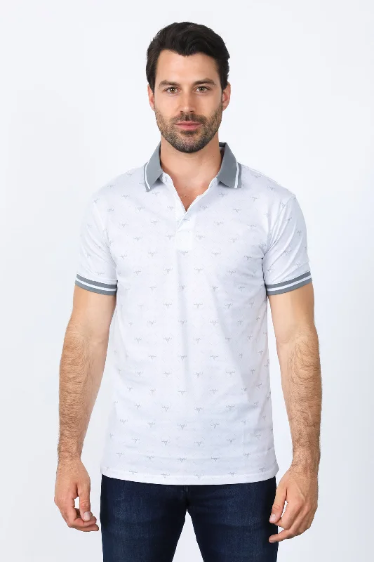 Mens Cotton Printed Polo Shirt Elegant Men's Cashmere