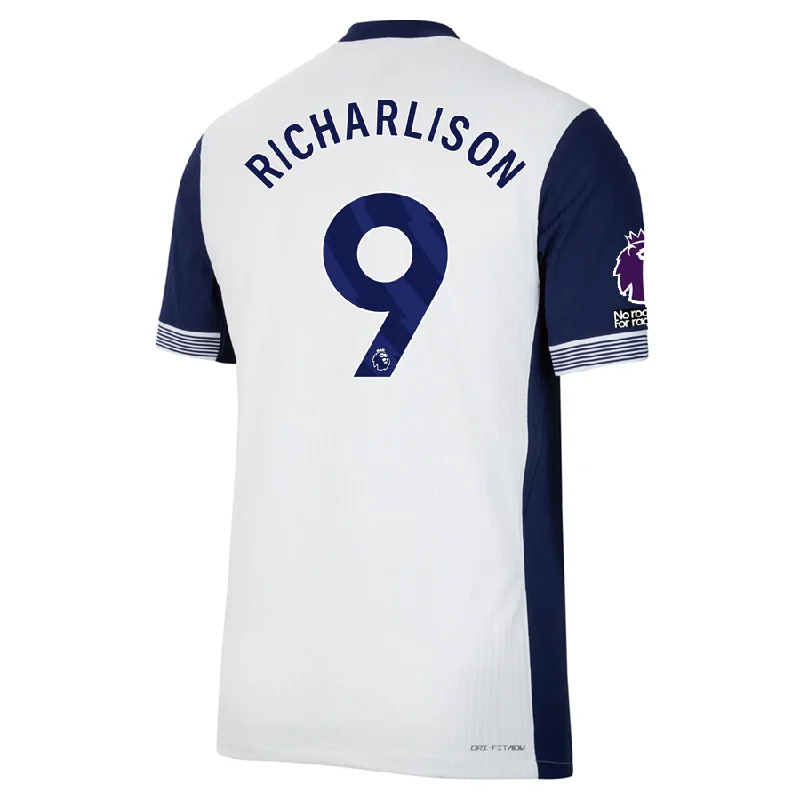 Nike Tottenham Authentic Richarlison Home Jersey w/ EPL + No Room For Racism Patches 24/25 (White/Binary Blue) Relaxed Men's Beach