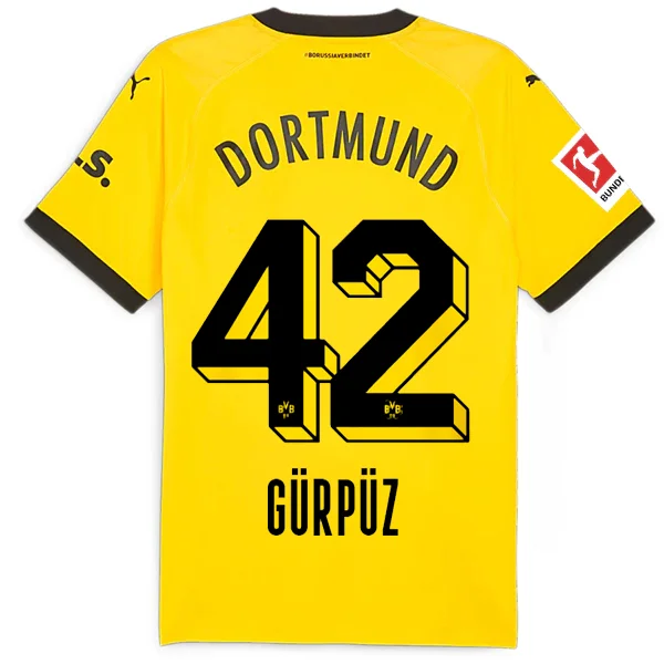 Puma Borussia Dortmund Authentic Gurpuz Home Jersey w/ Bundesliga Patch 23/24 (Cyber Yellow/Puma Black) Hip Men's Urban