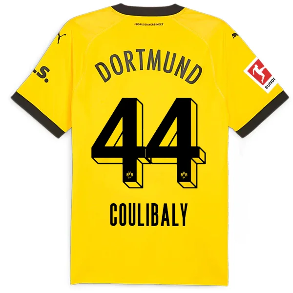 Puma Borussia Dortmund Authentic Coulibaly Home Jersey w/ Bundesliga Patch 23/24 (Cyber Yellow/Puma Black) Practical Men's Quick