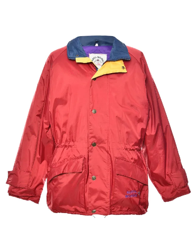 Maroon, Purple & Yellow Contrast Collar Mountaineering Jacket - M British Gentleman Style