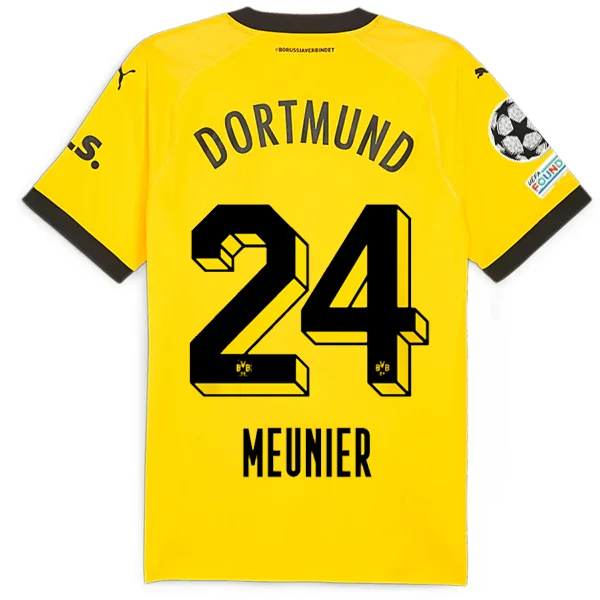 Puma Borussia Dortmund Authentic Meunier Home Jersey w/ Champions League Patches 23/24 (Cyber Yellow/Puma Black) Dynamic Men's Moto