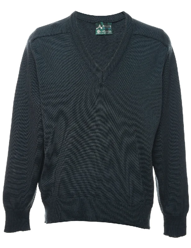 Wool Dark Green Jumper - L Cclassic Men's Tweed