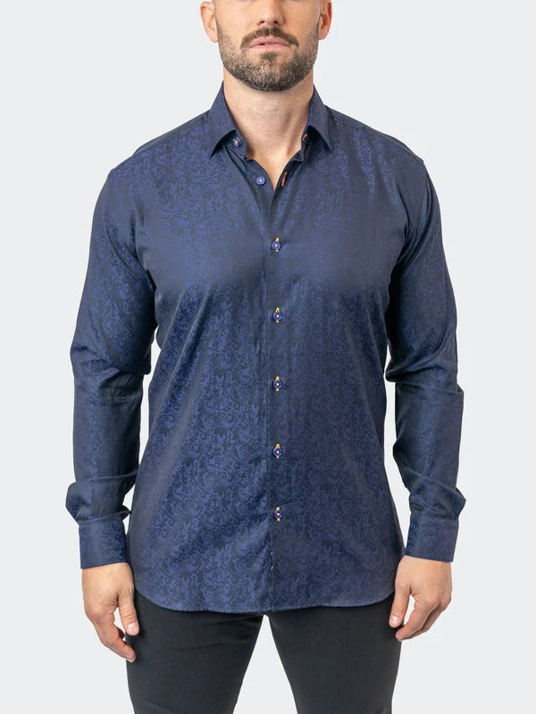 Maceoo Stretch Shirt | Fibonacci PaisleyRoyal Navy Vacation