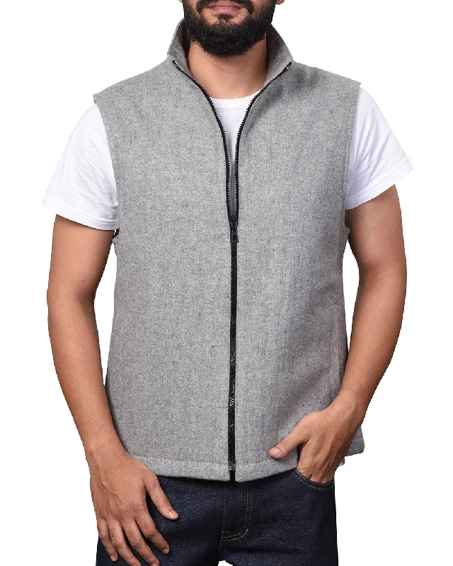 Vest in Grey Wool Flannel Dapper Men's 1920S