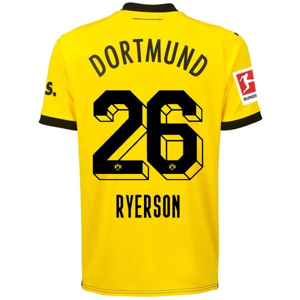 Puma Borussia Dortmund Ryerson Home Jersey w/ Bundesliga Patch 23/24 (Cyber Yellow/Puma Black) Refined Men's Classic 