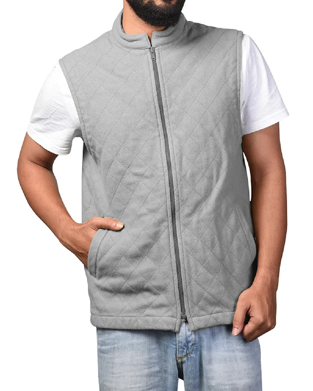 Quilted Gilets in Grey Wool Flannel Refined Men's Classic 