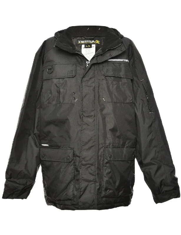 Black Mountaineering Jacket - L Minimalist Men's Casual 