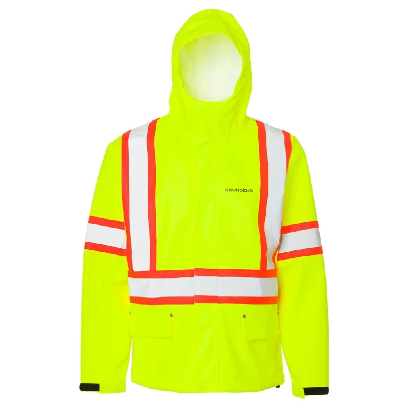 Grundéns Men's Neptune CSA Class 2 Hi-Vis Waterproof Hooded Commercial Fishing Jacket Dapper Men's 1920S