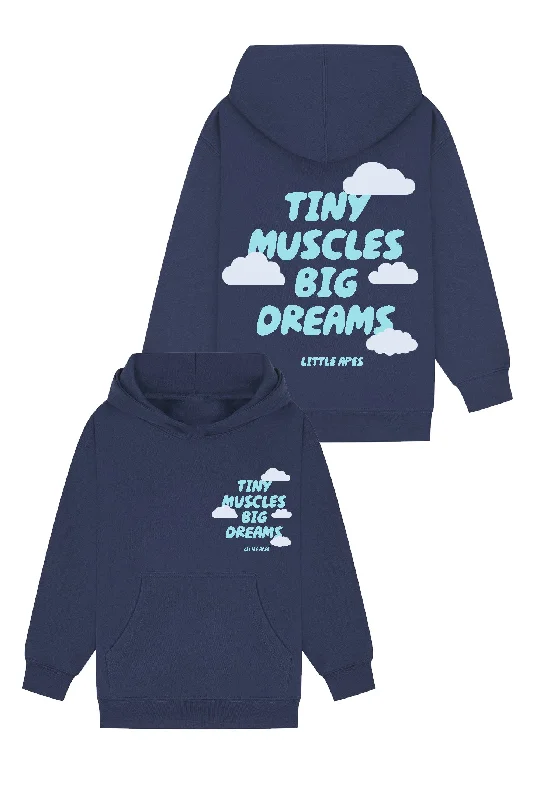 Little Apes Tiny Muscles Big Dreams Hoodie - Navy Tough Men's Military