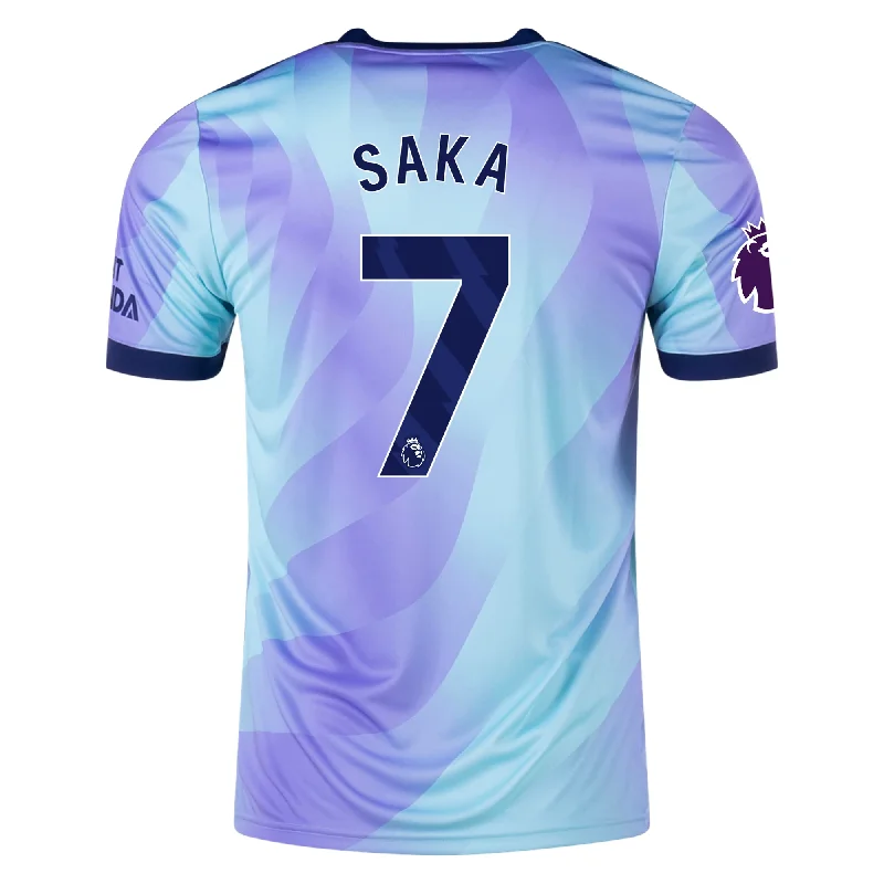 adidas Arsenal Bukayo Saka Third Jersey w/ EPL Patch 24/25 (Clear Aqua/Light Flash Purple) Streetwear Style